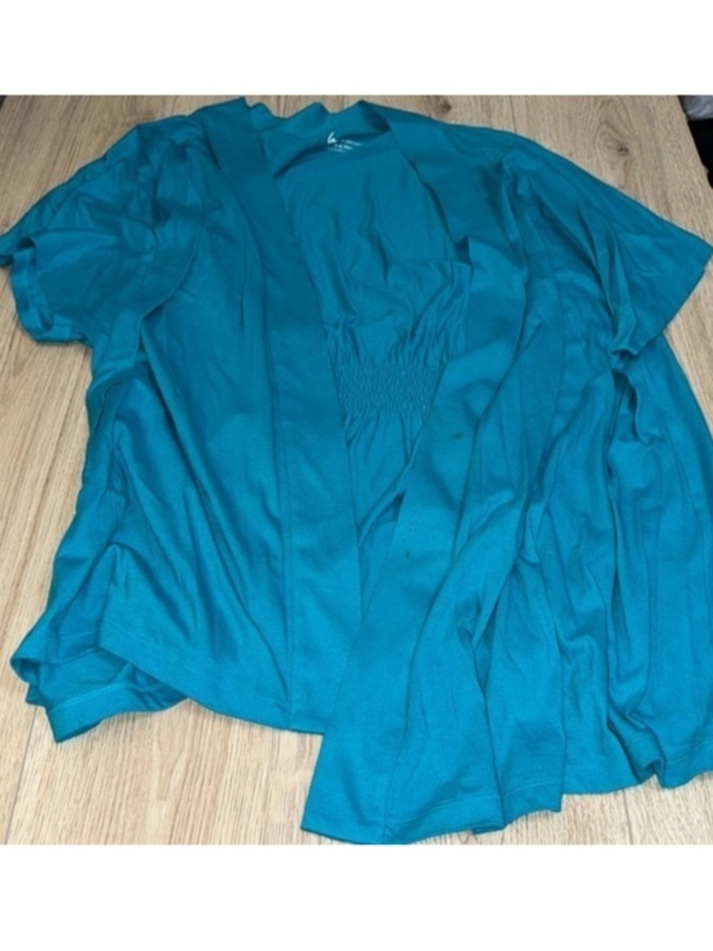 Lane Bryant Teal blue green cardigan short sleeve shirt top